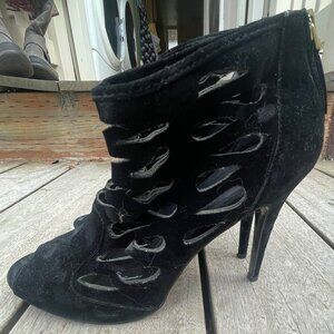 Women's Size 9 (39) Black Anne Michelle Faux Suide Stiletto Heels